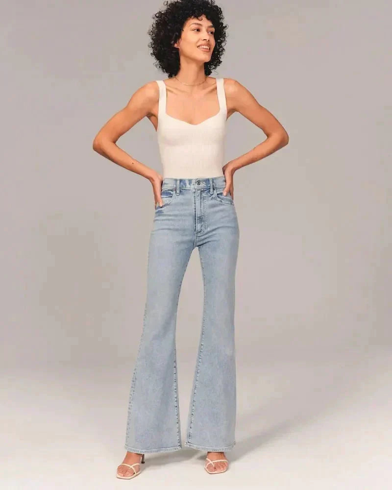 Norvielle Damen Bootcut Jeans Shaping Effekt