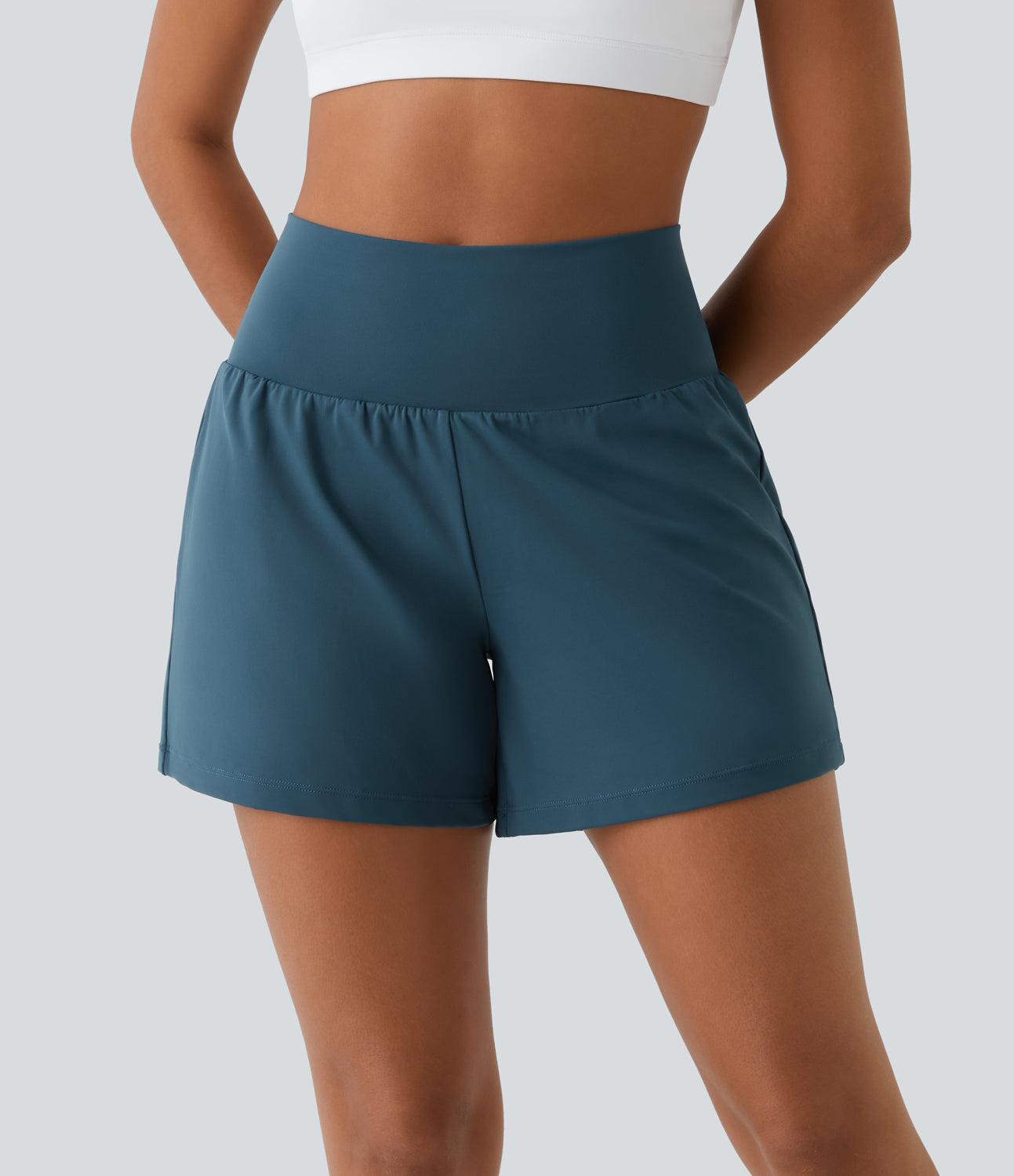 Damen Yoga-Shorts 2-in-1 Multifunktionshose mit Taschen