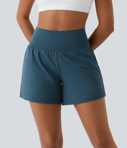 Damen Yoga-Shorts 2-in-1 Multifunktionshose mit Taschen