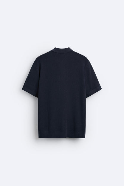 Elegantes Herren Polo Gestrickt Mit Reißverschluss