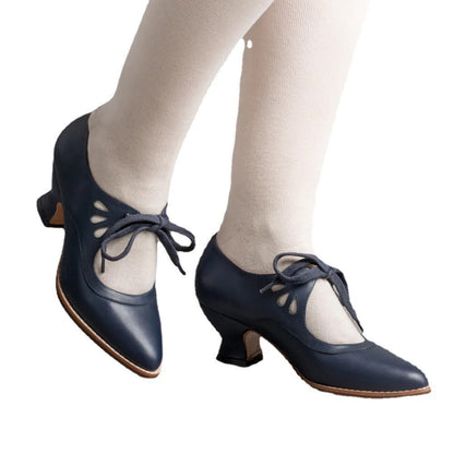 Damen High Heels Schnürschuhe Vintage Stil
