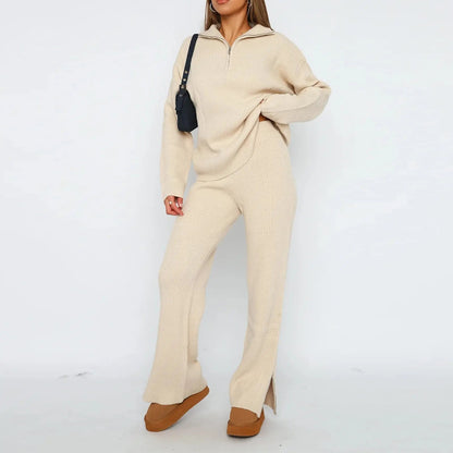 Damen Zweiteiliges Lounge-Set Rippenstrick Oberteil mit - Norvielle