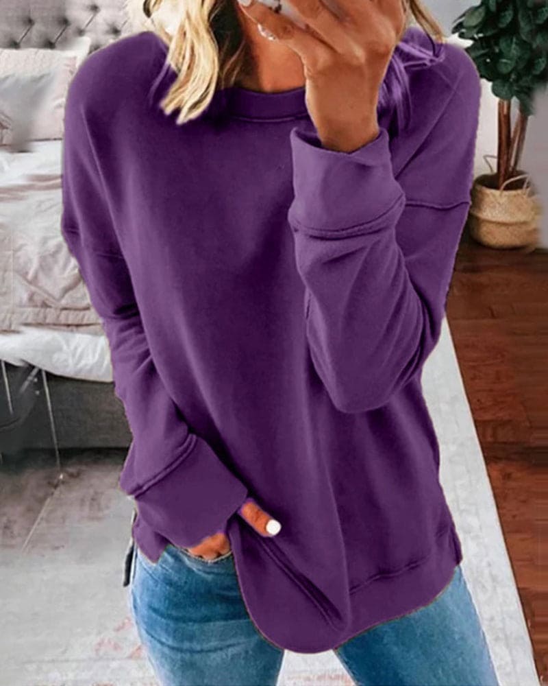 Norvielle Damen Sweatshirt Einfarbig