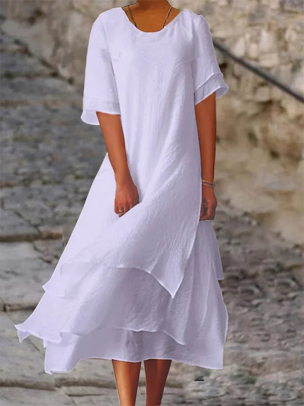 Norvielle Damen Blockschlitzkleid Eleganz