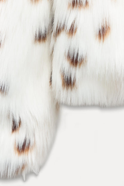 Damen Kunstfelljacke Leopardenmuster Elegant