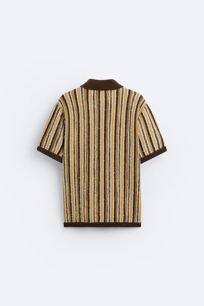 Herren Poloshirt Gestrickt Streifenmuster