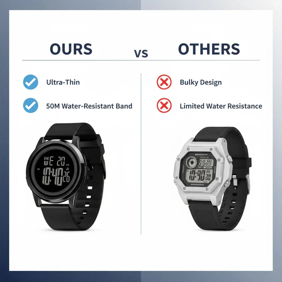 Ultradünne Armbanduhr Wasserfest Digitalanzeige