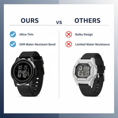 Ultradünne Armbanduhr Wasserfest Digitalanzeige