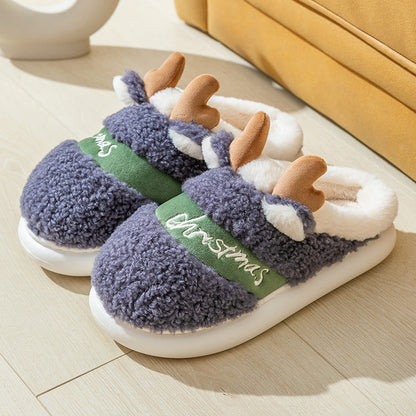 Weihnachtspantoffeln Warm Plüsch Antler für Damen Herren →