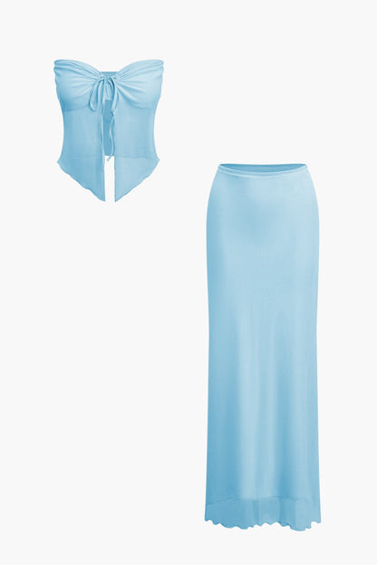 Damen Zweiteiler-Set Bandeau-Oberteil Maxirock