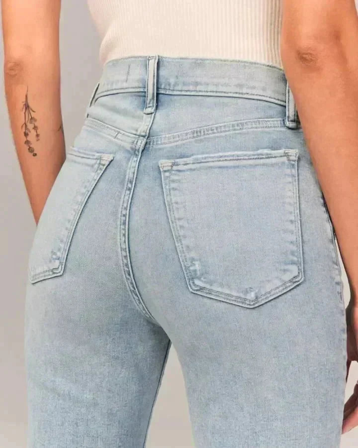 Norvielle Damen Bootcut-Jeans Figurformend