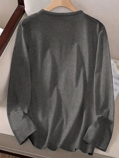 Herren Langarm-Shirts 3er-Set Rundhals Einfarbig Polyester
