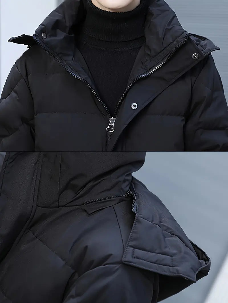 Herren Warme Gesteppte Winterjacke Lang