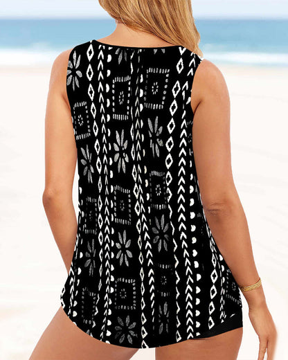 Norvielle Damen Zweiteiliges Tankini Gedruckt
