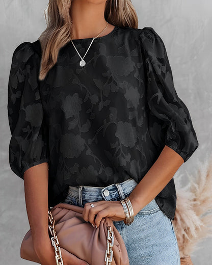 Norvielle Damen Chiffonhemd Puffärmelig
