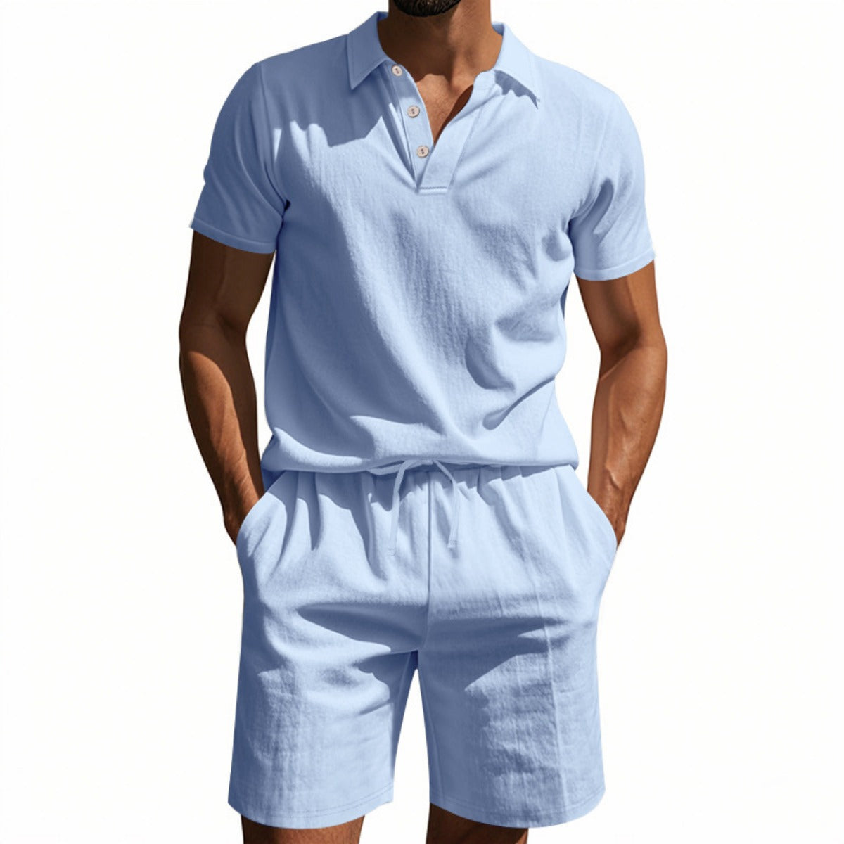 Norvielle Damen Kurzärmliges Poloshirt und Shorts Strandanzug