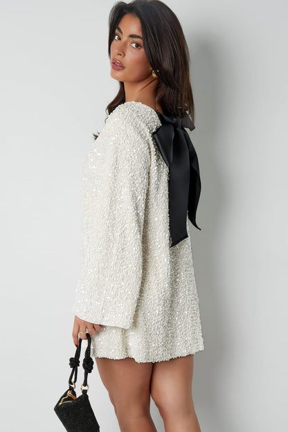 Damen Hochzeitsgast Kleid Langarm Mini mit Schleife - Norvielle