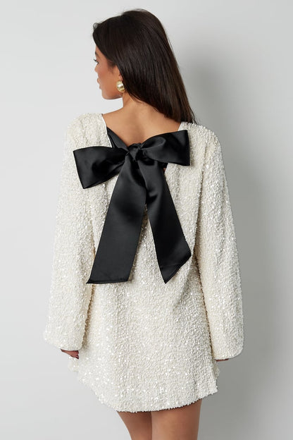 Damen Hochzeitsgast Kleid Langarm Mini mit Schleife