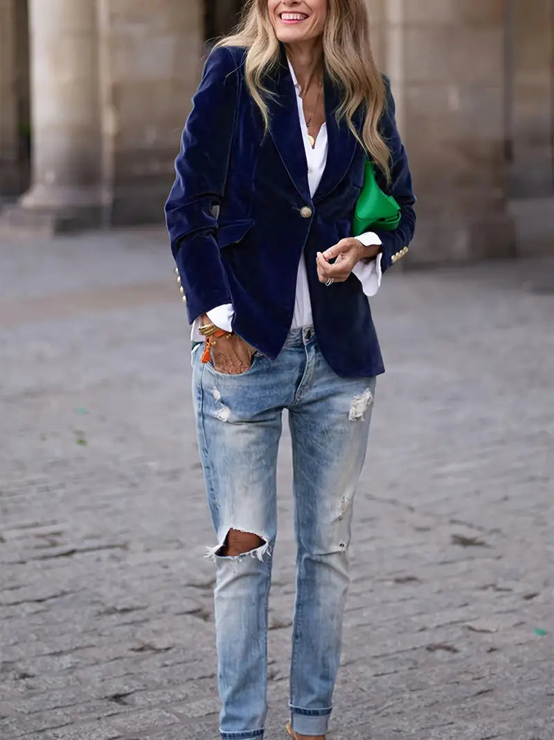 Damen Blazer Tailliert Einreihig