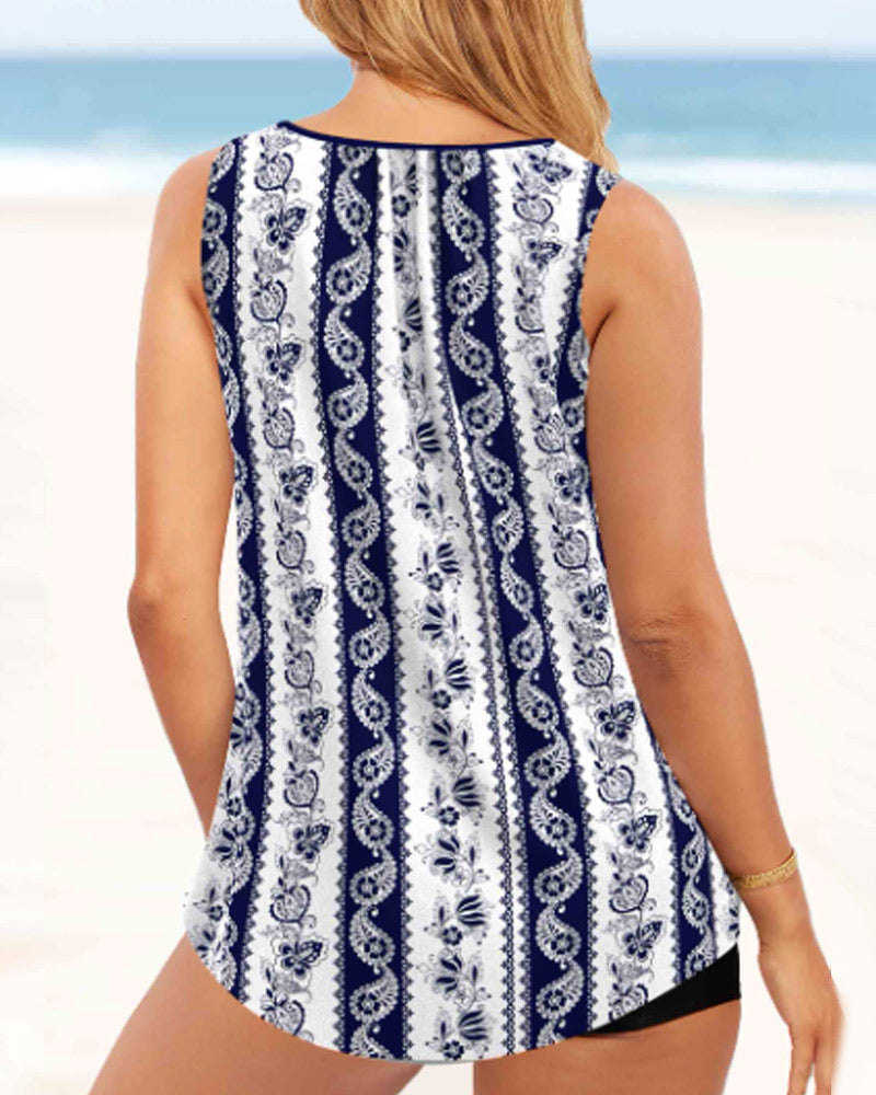 Norvielle Damen Zweiteiliges Tankini Gedruckt