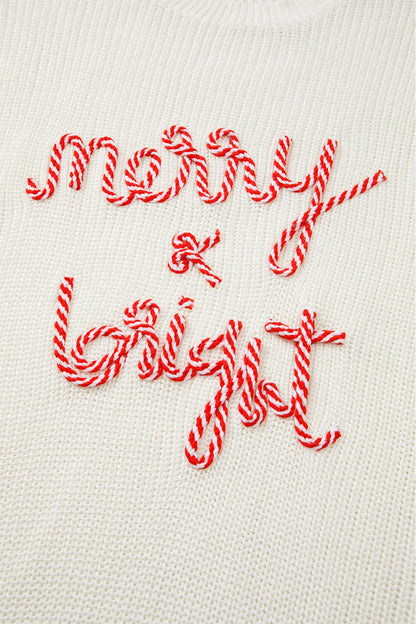 Weihnachtspullover Weiß mit Zuckerstangen Lustig