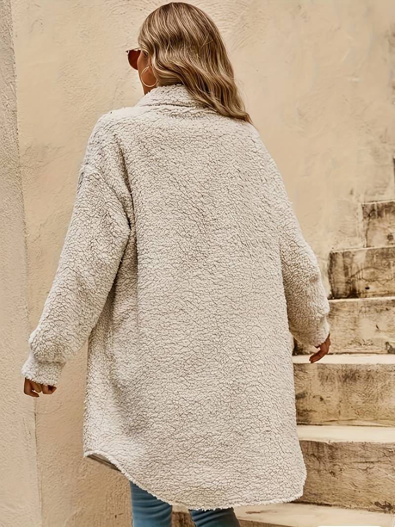 Norvielle Damen Teddymantel Einfarbig - Norvielle