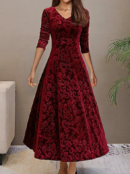 Norvielle Damen Maxikleid Breiter Saum Falten