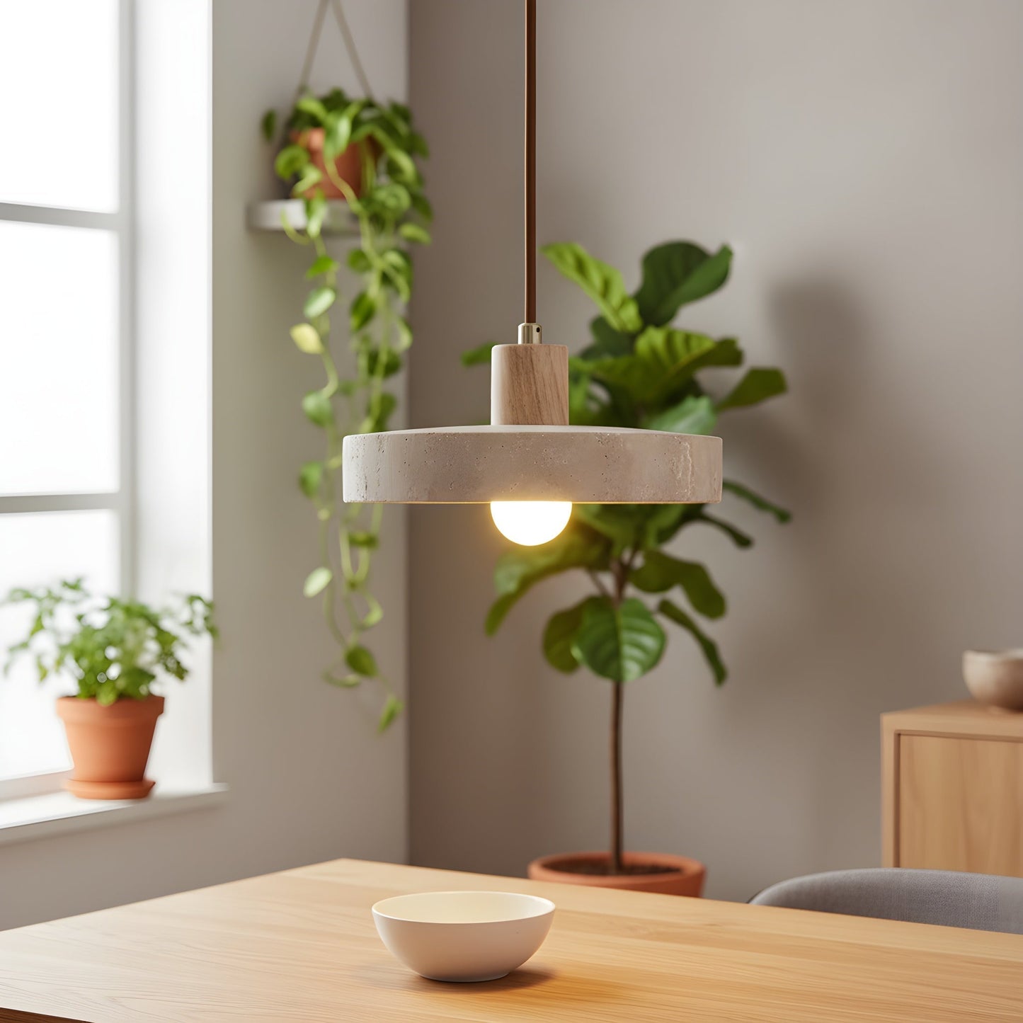 Bauhaus Pendelleuchte Travertin