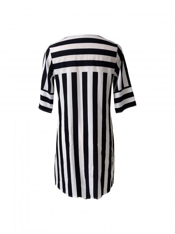 Damen Gestreiftes Freizeitkleid V-Ausschnitt Halbarm