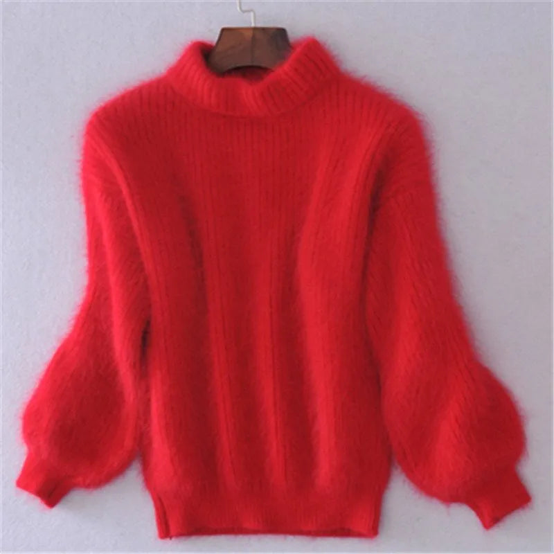 Norvielle Damen Strickpullover Kaschmirgefühl Hochkragen