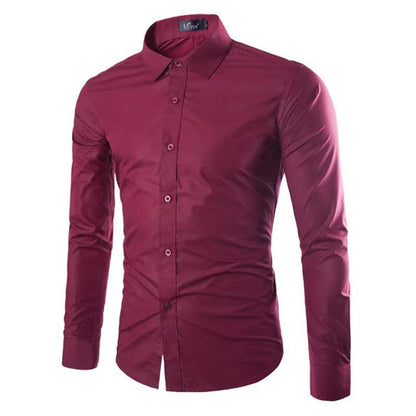 Herren Slim-Fit Hemd Atmungsaktives Bügelfrei