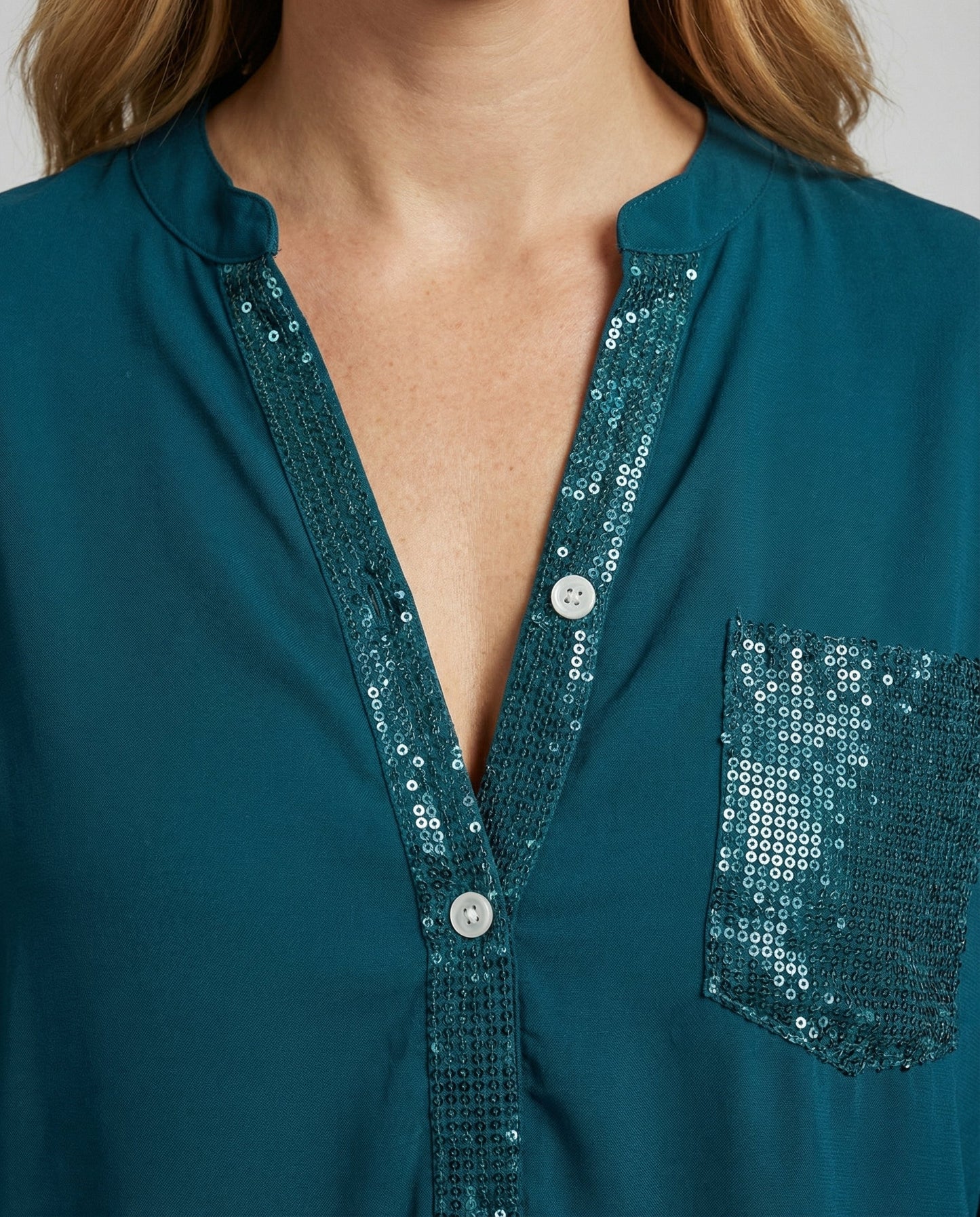 Damen Glitzerbluse Pailletten