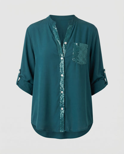 Damen Glitzerbluse Pailletten Norvielle