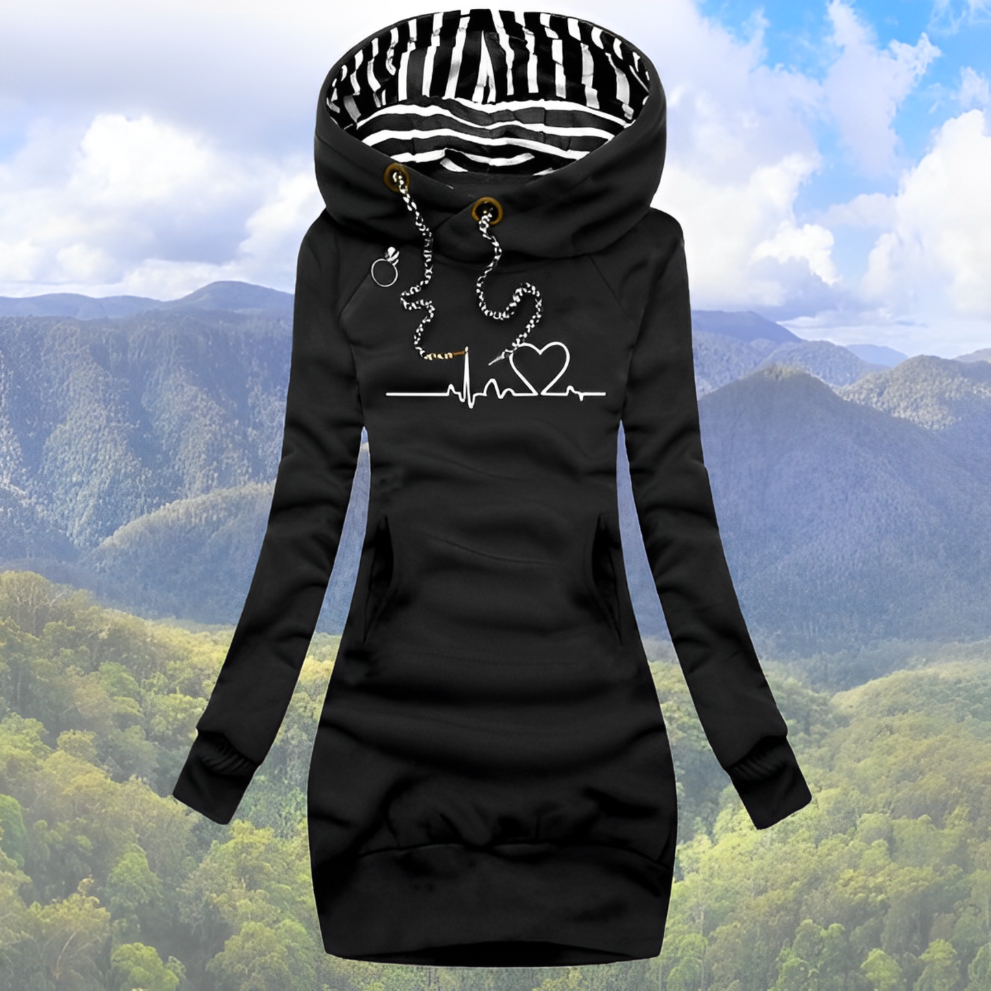 Norvielle Damen Kapuzenpullover Mit Herz-Motiv