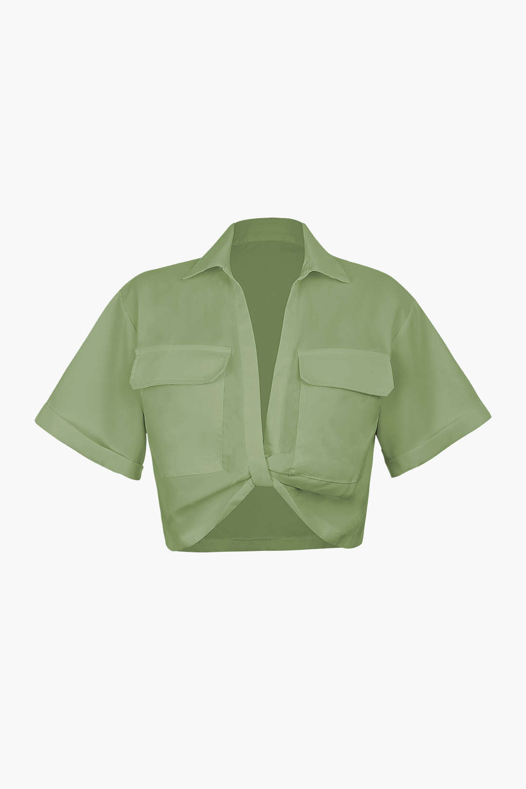 Damen Kurzarm Crop mit Kragen