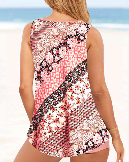 Norvielle Damen Zweiteiliges Tankini Gedruckt