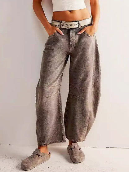 Damen Weite Jeans Bedruckt