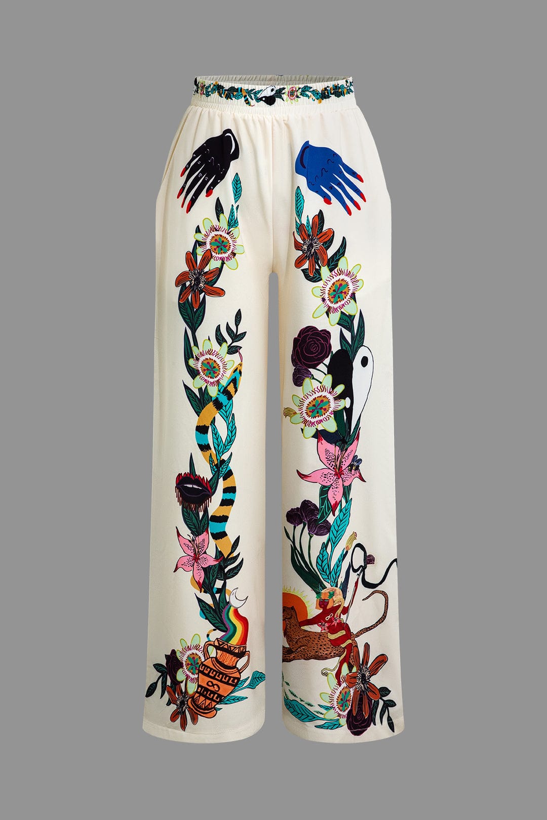 Künstlerisches Damen Zweiteiler-Set mit Kunstprint Statement-Design