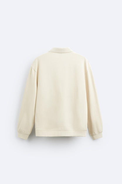 Beige Pullover Damen Polokragen Lässig Eleganz