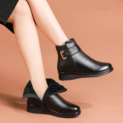 Damen Orthopädische Lederstiefel Wollfutter Bequem