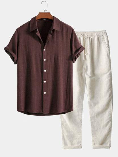 Herren Sommer-Set Kurzarmhemd Hose
