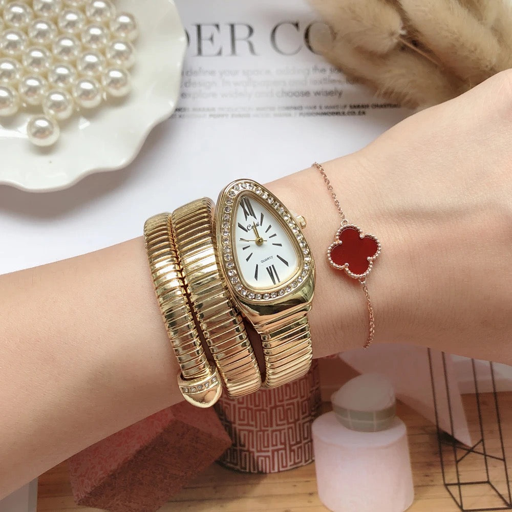 Norvielle Damen Armbanduhr Goldene Wickelarmband - Norvielle