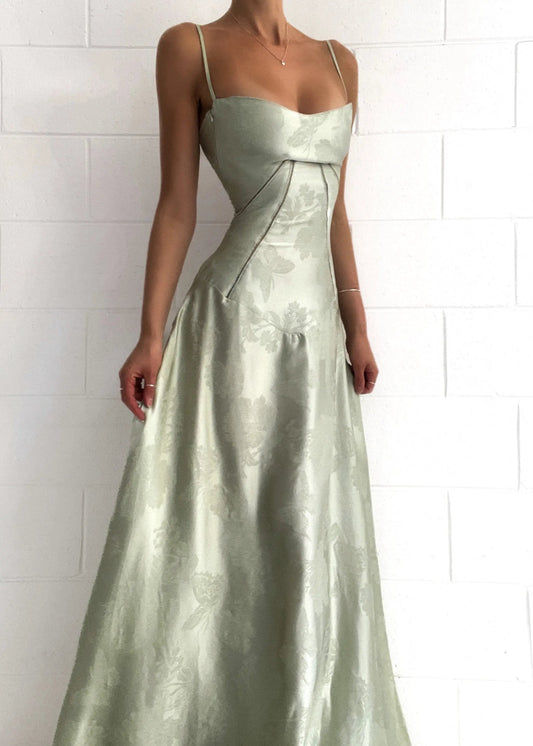 Elegantes Damen Maxikleid mit Spaghettiträgern Blumenmuster - Norvielle