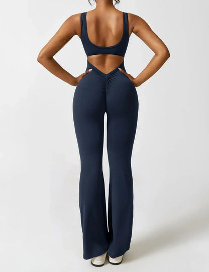 Damen Jumpsuit Enganliegend Weite Bein Komfort