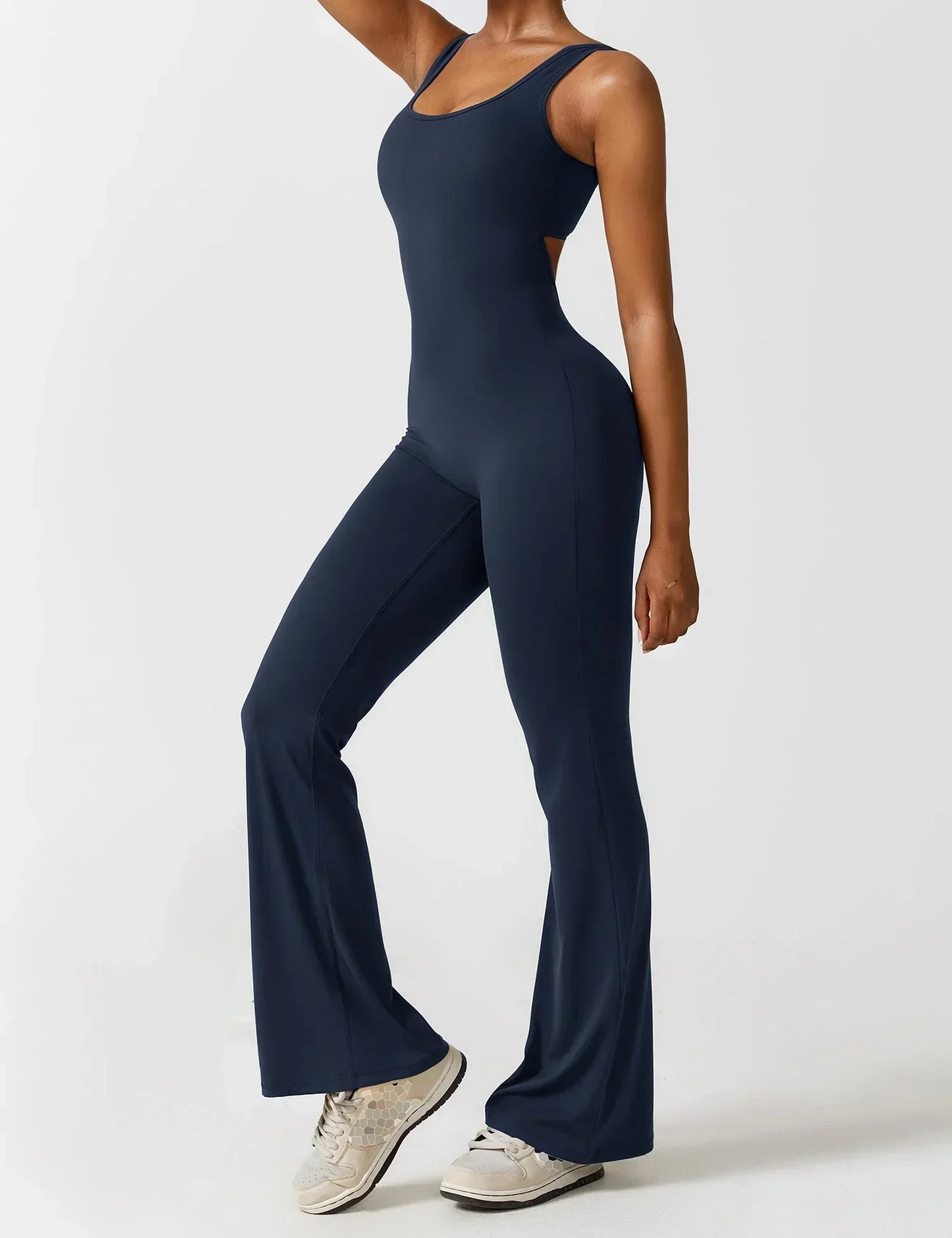 Damen Jumpsuit Enganliegend Weite Bein Komfort