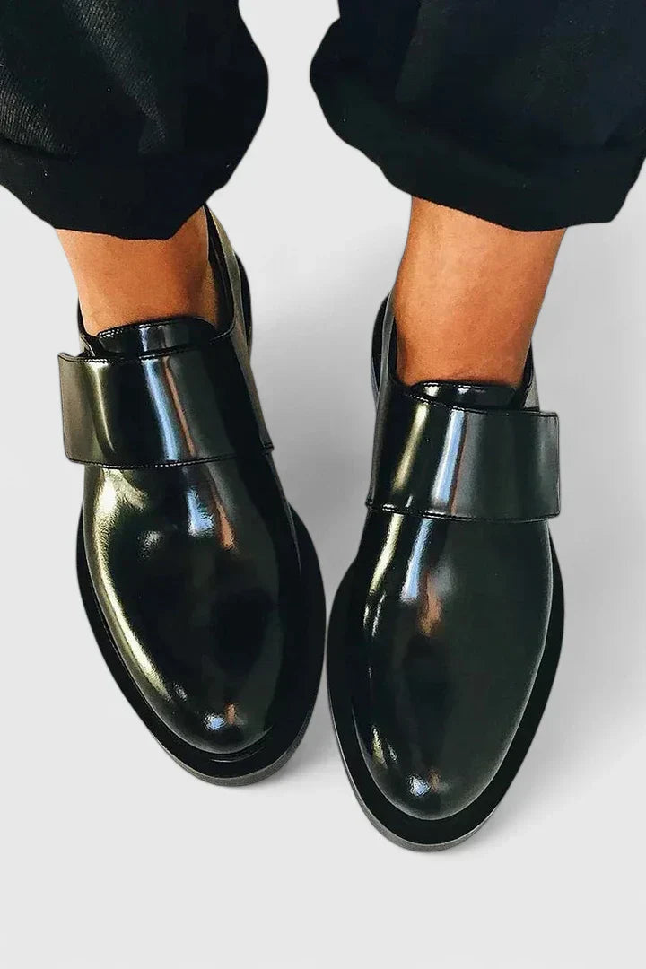 Herren Slip-On Schuhe Elegantes Leder Schwarz - Norvielle