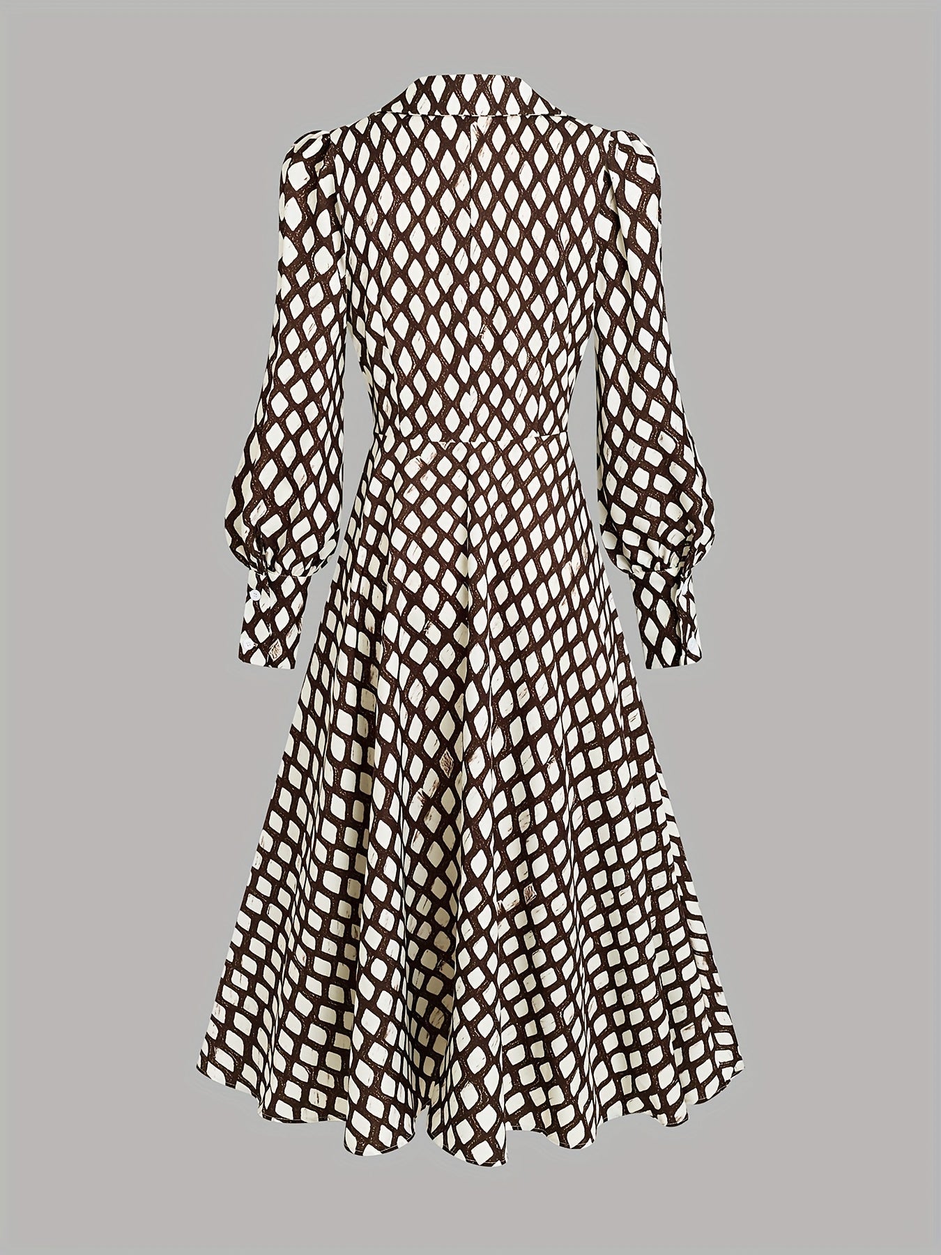 Damen Robe Rautenmuster Tailliert Elegante