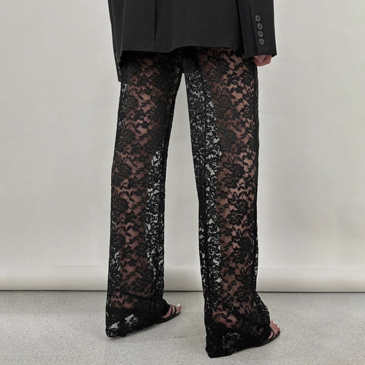 Damen Spitze Hose Lange Gerade Hochtailline