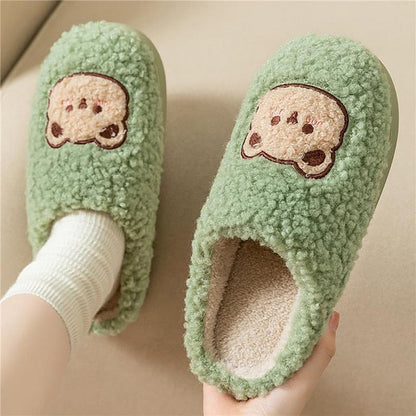 Flauschige Damen Tierpantoffeln Weich Beige