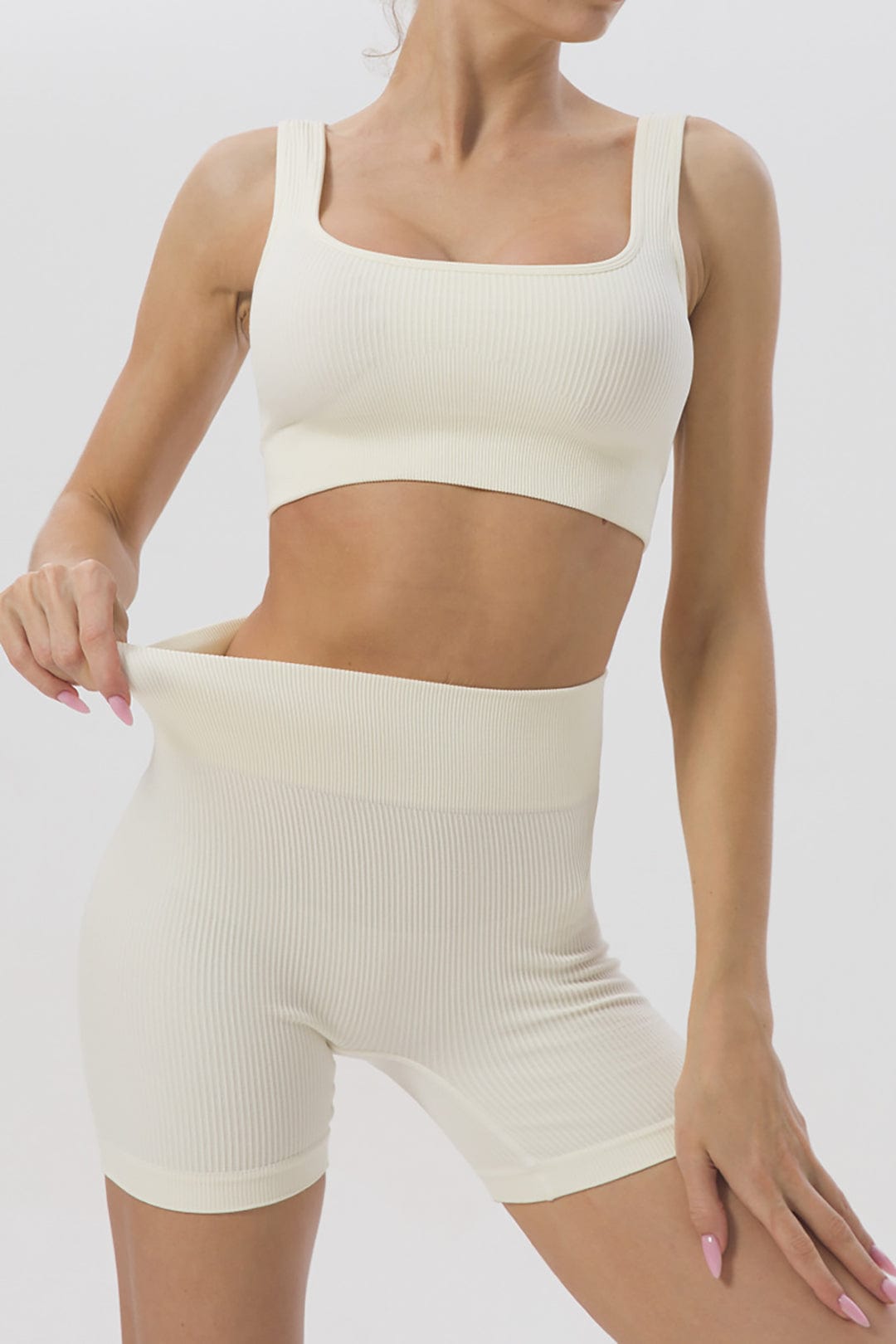 Damen Sport-Set Nahtlos Crop- Yoga-Shorts